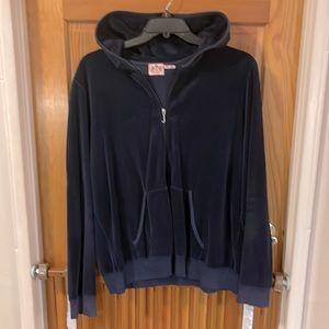 Woman's navy velour Juicy Couture zipper hoodie